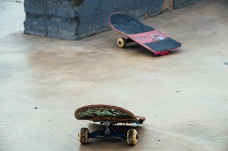 skateboard broken in half